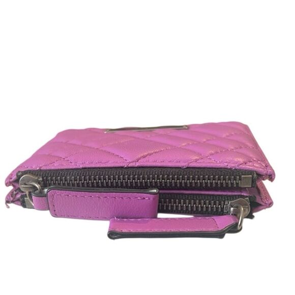 Kurt Geiger Purple  Leather Quilted Double Coin Bifold Wallet EUC - Picture 9 of 12